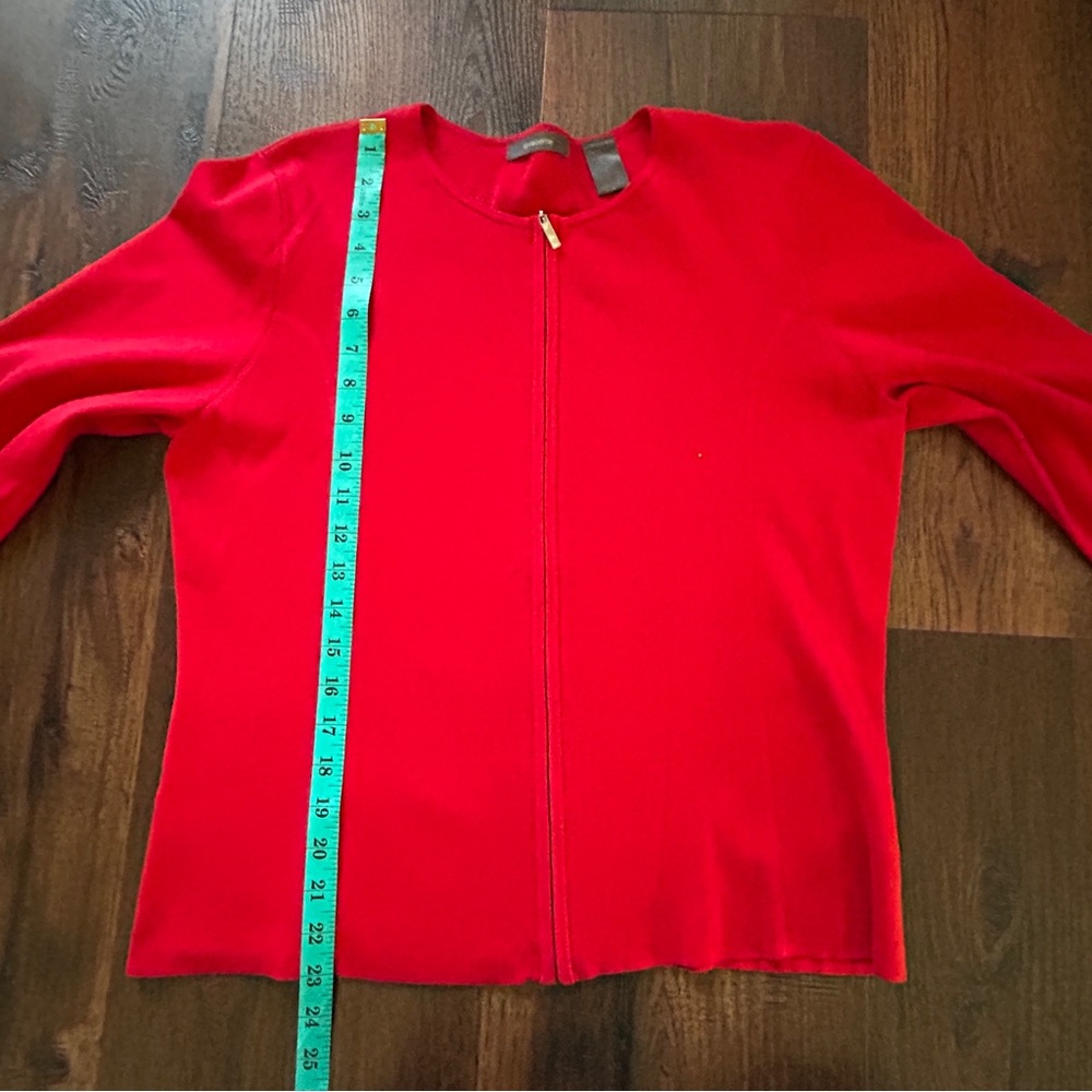 Liz Claiborne Red Silk Blend Sweater Set Cardigan Tank Size L - Picture 8 of 11